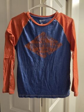 Arizona Jean Company Blue and Orange Raglan Graphic Tee
